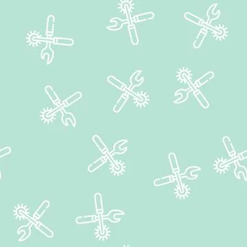 Rasper and hole punch for eyelets and buttons line vector seamless pattern Stock Illustration