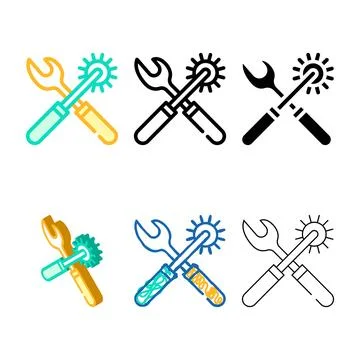 Rasper and hole punch for eyelets diversity and buttons color icon vector Stock Illustration
