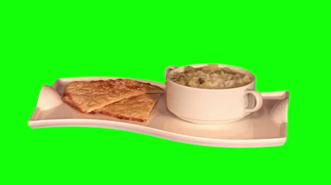 Rassolnik with pickled cucumbers and flat cake on tray Stock Footage 46558741