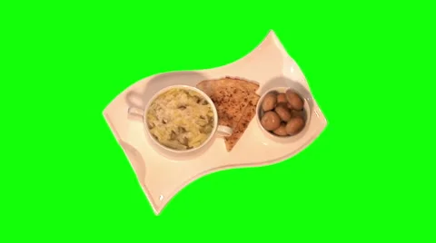 Rassolnik with pickled cucumbers, marinated champignons, spicy flat cake on tray Stock Footage 46561050