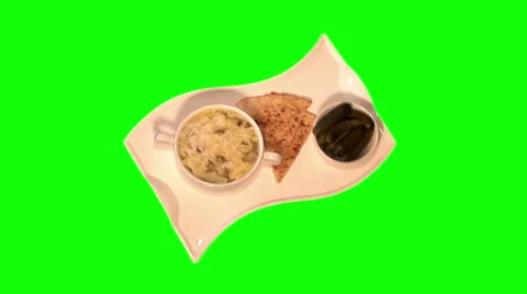 Rassolnik, pickled cucumbers, spicy flat cake on tray Stock Footage 46562275