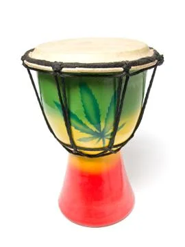 Rasta drum on the isolated background Stock Photos