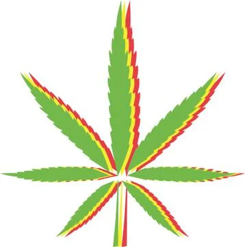 Rasta Flag with Marijuana Leaf sign Stock Illustration