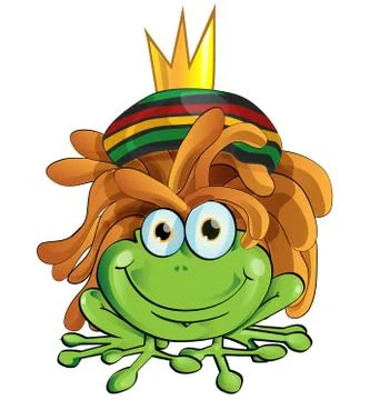 Rasta frog cartoon isolate on white Stock Illustration