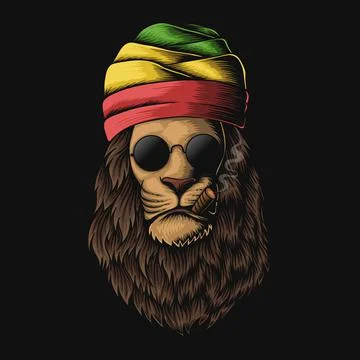 Rasta Lion head vector illustration Stock Illustration
