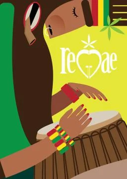 Rasta man with drum Stock Illustration