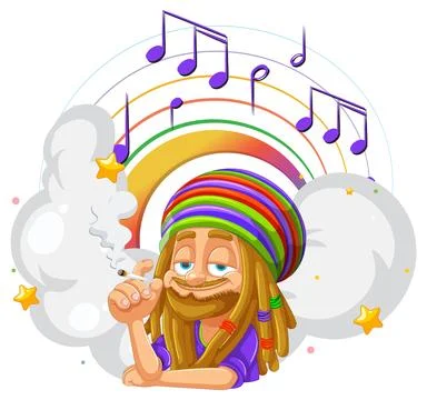 Rasta Man with Musical Notes Stock Illustration