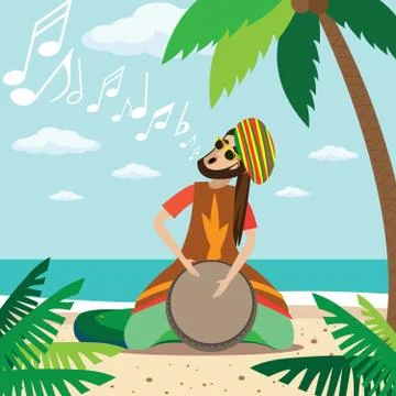 Rasta man playing Stock Illustration