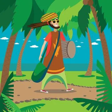 Rasta man walking Stock Illustration
