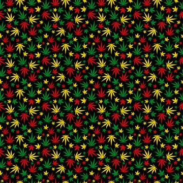 Rasta pattern seamless background. Reggae jamaican ornament. Marijuana leaf イラスト素材