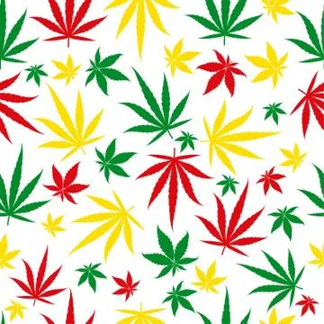 Rasta pattern on white background. Marijuana seamless pattern. Rastafarian Stock Illustration