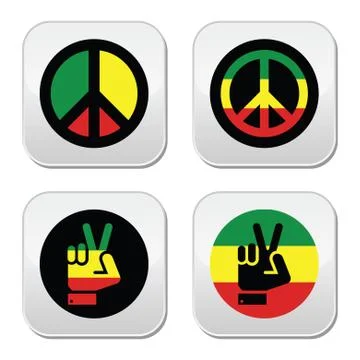 Rasta peace, hand gesture vector icons set Stock Illustration