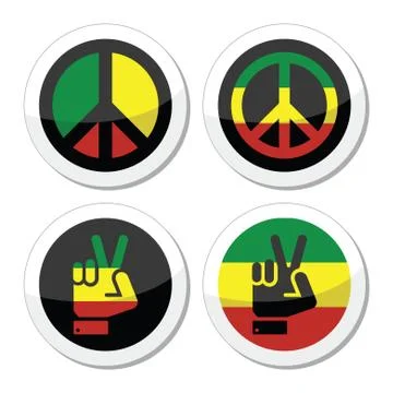 Rasta peace, hand gesture vector icons set Stock Illustration