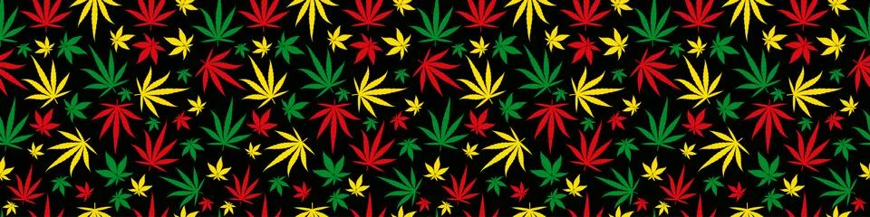 Rasta rectangular banner pattern seamless background. Reggae jamaican ornament Stock Illustration