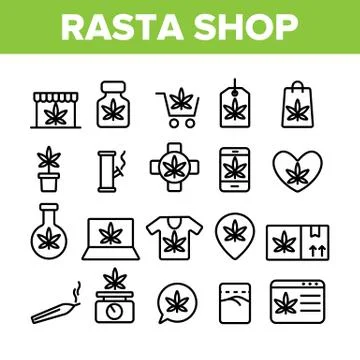 Rasta Shop Collection Elements Vector Icons Set Stock Illustration