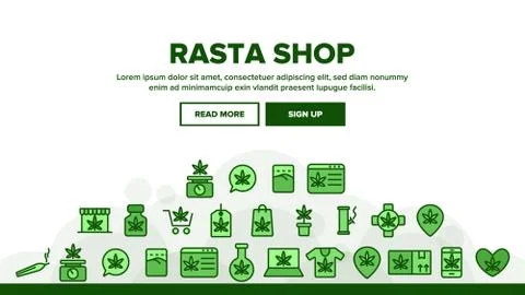 Rasta Shop Landing Header Vector Stock Illustration