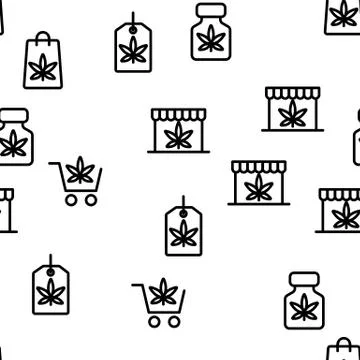 Rasta Shop Vector Seamless Pattern Stock Illustration