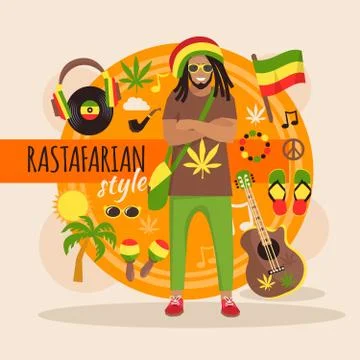 Rastafarian Character Pack For Man Illustrazione stock
