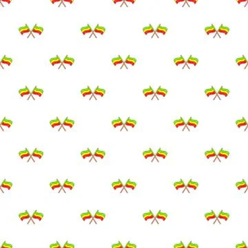 Rastafarian crossed flags pattern, cartoon style Stock Illustration