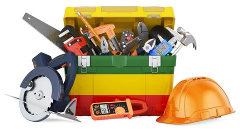 Rastafarian flag painted on the toolbox. 3D rendering Ilustración de archivo
