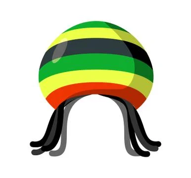 Rastafarian hat and dreadlocks isolated. Jamaica cap and hair Stock Illustration