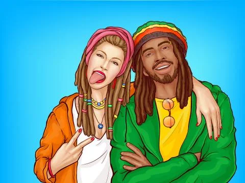 Rastafarian subculture people pop art vector Stock-Illustration