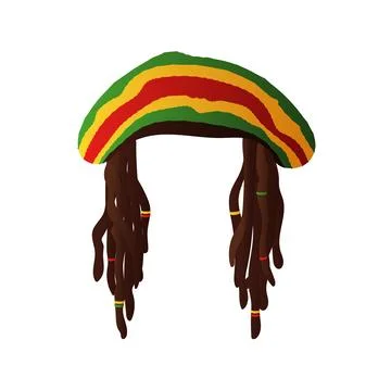 Rastaman hat wig with dreadlocks Stock Illustration