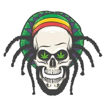 Rastaman Skull Illustration Stock Illustration