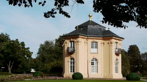 Rastatt - Pagodenburg with waving trees Stock Footage
