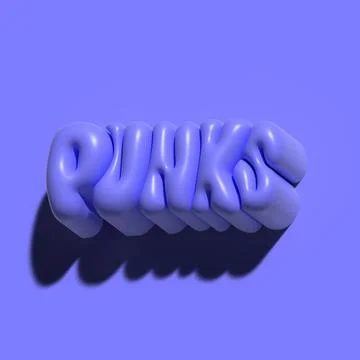 Raster 3d modeling clay word - Punks. Realistic 3d render lettering on purple Stock Illustration