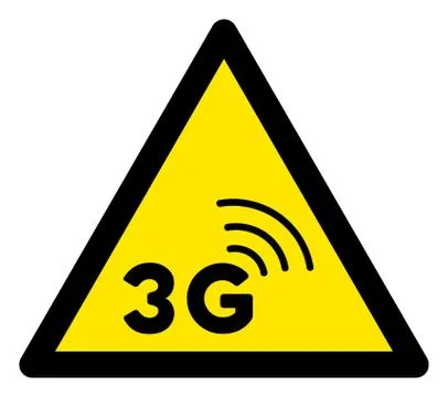 Raster 3G Network Warning Triangle Sign Icon Stock Illustration