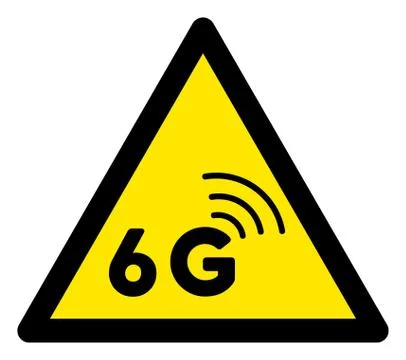 Raster 6G Network Warning Triangle Sign Icon Stock Illustration