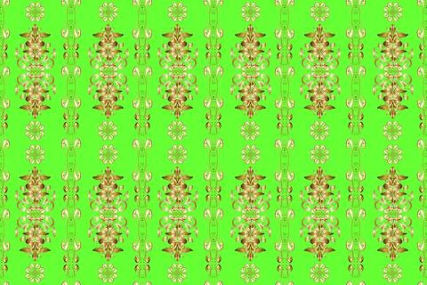 Raster abstract background with repeating elements. Seamless damask classic gold Stock Illustration