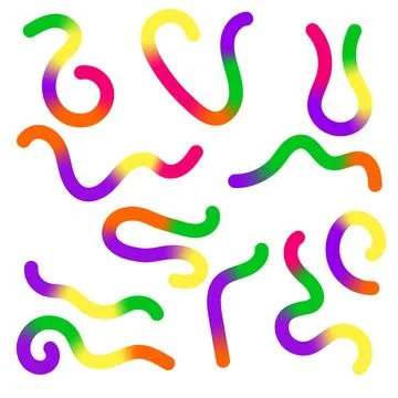 Raster Abstract Colored Gradient Shapes Set. Squiggly Design Elements. Graphi Illustrazione stock