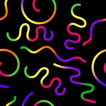 Raster Abstract Seamless Colored Gradient Shapes Set. Squiggly Design Element Stock Illustration