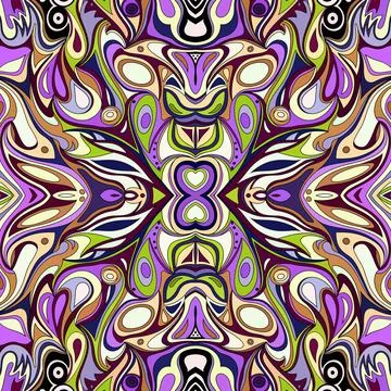 Raster abstract seamless pattern. Bright colors oil stains Stock-Illustration