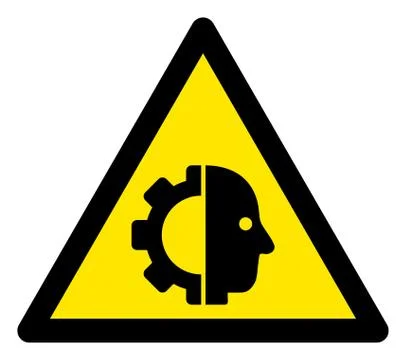 Raster Android Robot Warning Triangle Sign Icon Stockillustratie