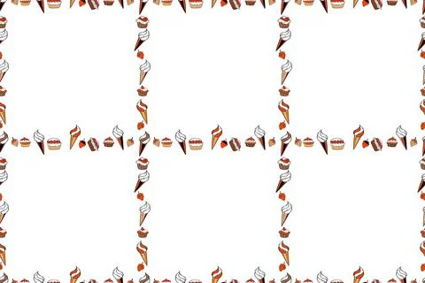 Raster Background seamless pattern with hand drawn Frame doodle. Doodle frame co Stock Illustration