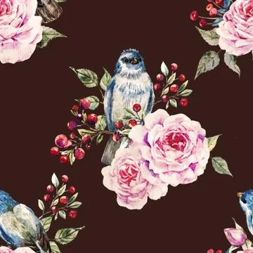 Raster bird pattern Stock Illustration