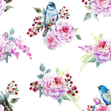 Raster bird pattern Stock Illustration