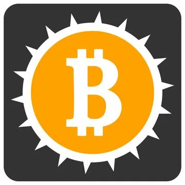 Raster Bitcoin Box Flat Icon Symbol Ilustração Stock