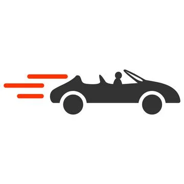 Raster Cabriolet Movement Flat Icon Image Stock Illustration