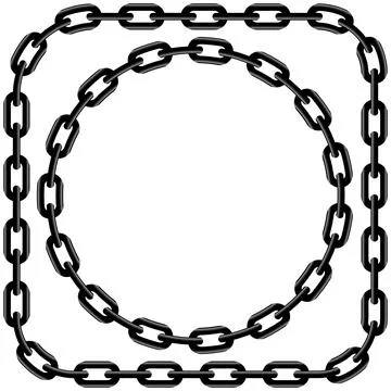 Raster chain circle. Black chain frame isolated on white background イラスト素材
