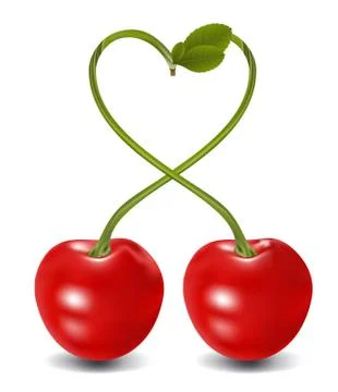 Raster. cherry heart Stock Illustration