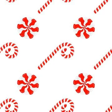 Raster Christmas candy seamless pattern. Lollipop sugar caramel. Cartoon dess Stock Illustration