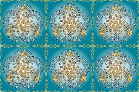 Raster colored design abstract mandala sacred geometry illustration on a black, Stock Illustration