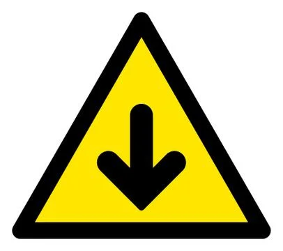 Raster Down Arrow Warning Triangle Sign Icon Stock Illustration