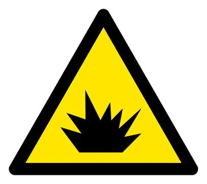 Raster Explosive Warning Triangle Sign Icon Stock Illustration