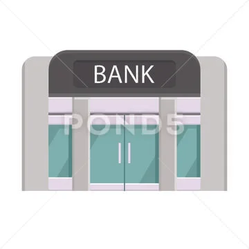 Raster facade of the bank building Stock Illustration