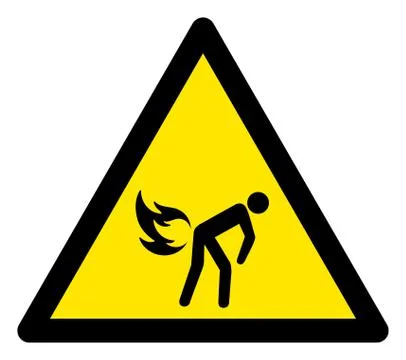 Raster Fire Fart Warning Triangle Sign Icon Stockillustratie
